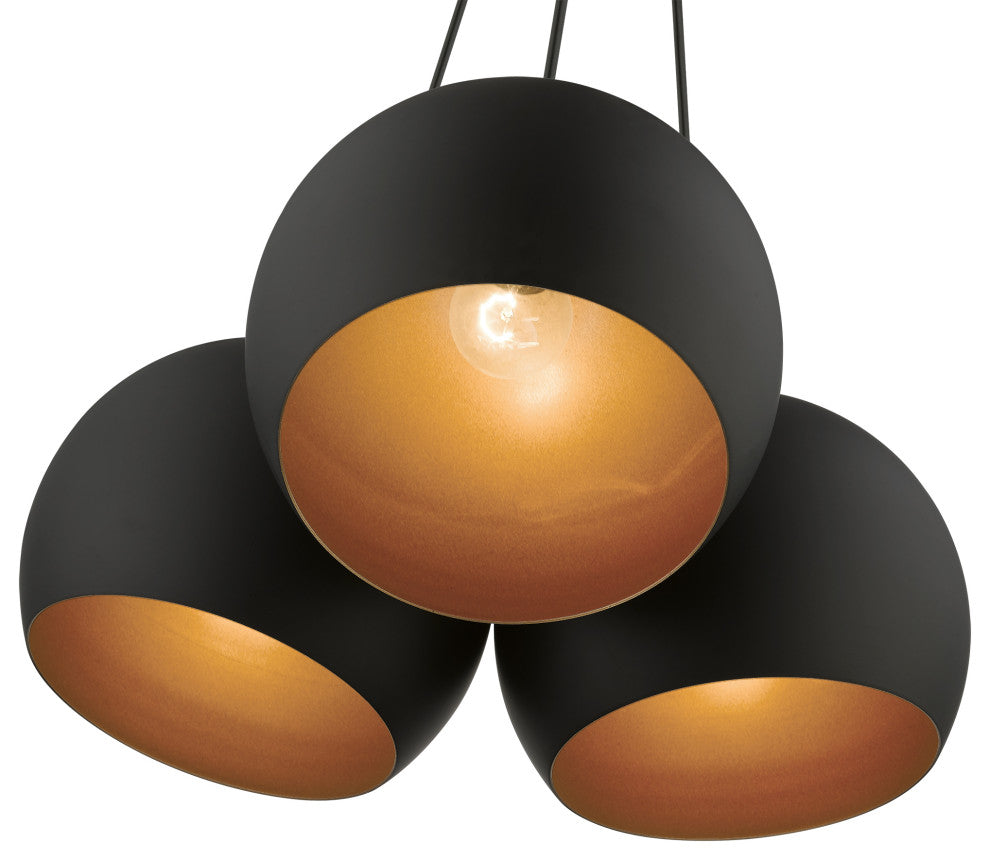 Livex Lighting 3 Light Black Globe Pendant
