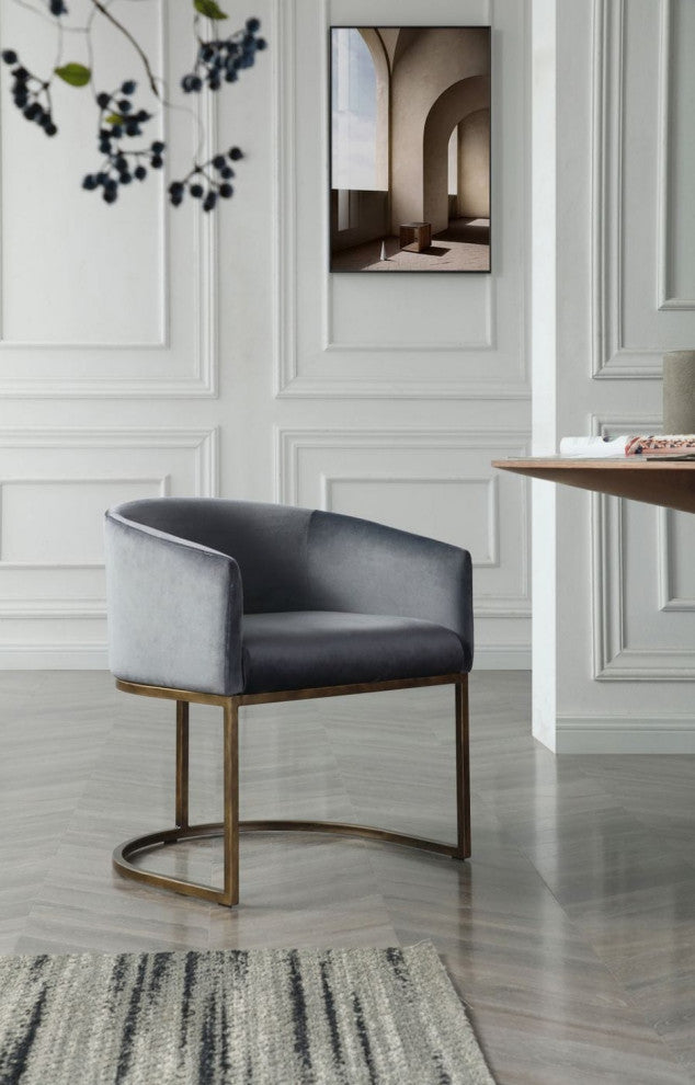 Modrest Elisa Modern Gray Velvet and Brass Dining Chair