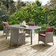Side Dining Chair and Table Set, Rattan, Wicker, Dark Red Brown, Modern, Outdoor