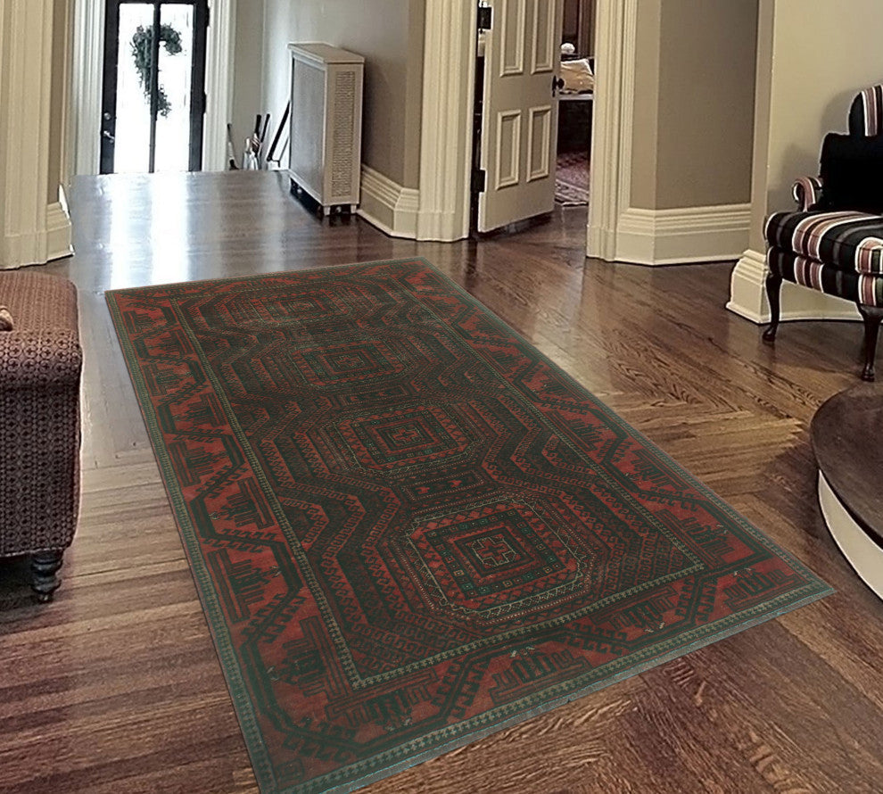 Semi-Antique Ayagoz Red/Charcoal Rug, 3'9x7'0