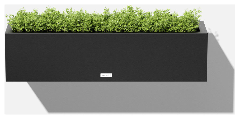 Block Series Trough 36" Planter With Bracket, Black, 9"h X 9"w X 36"l, 1 Pack