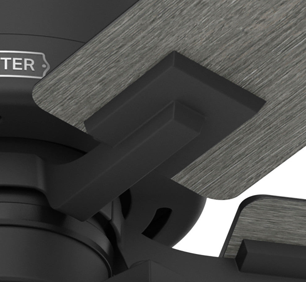 Hunter 52" WiFi Techne Ceiling Fan, LED Kit, Remote, Matte Black