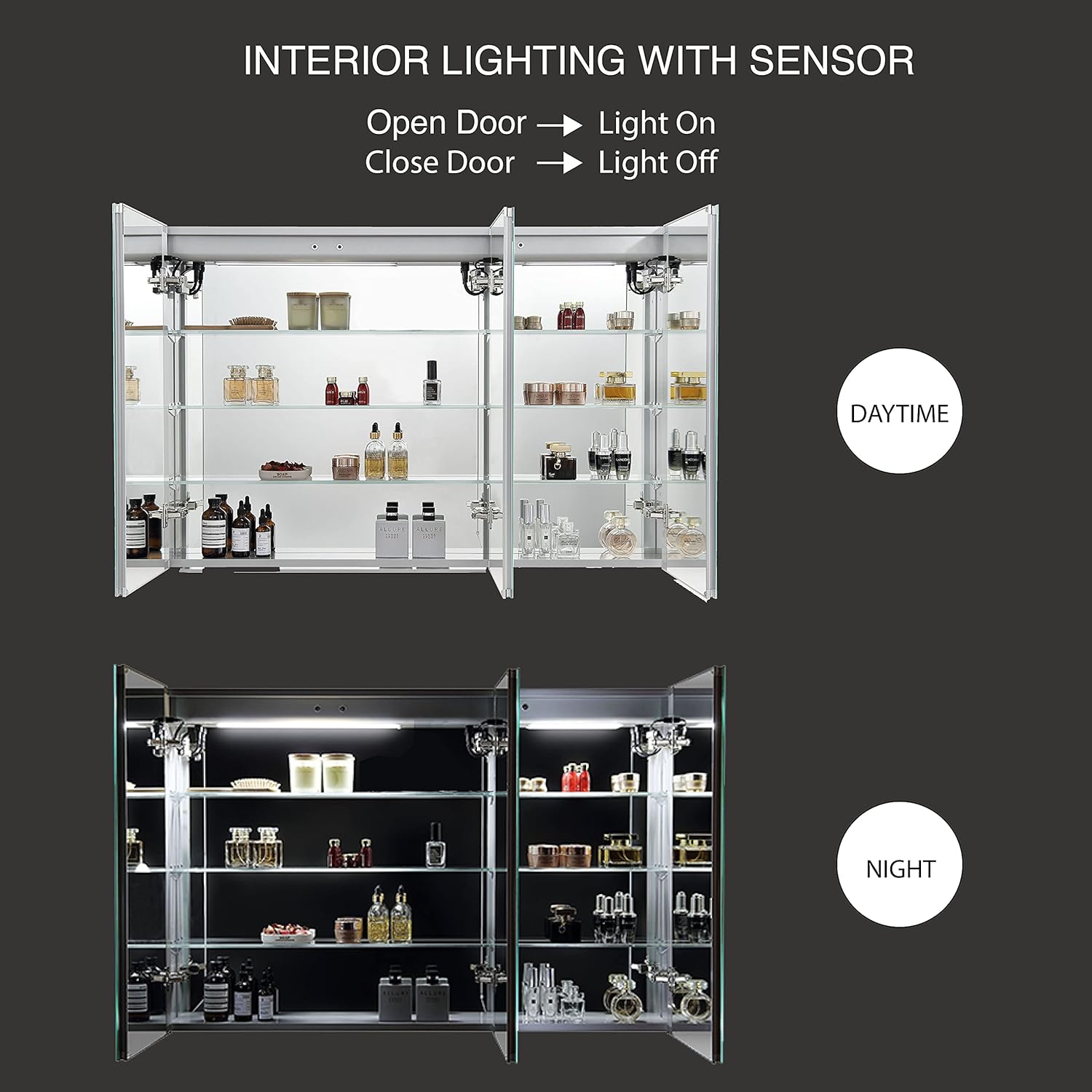 LED Medicine Cabinet With Defogger, 48x32