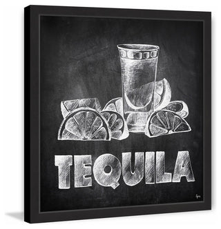 "Tequila on Chalkboard" Framed Painting Print, 12"x12"