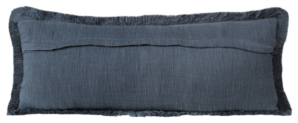 Ox Bay Handwoven Navy Blue Distressed Organic Cotton Pillow Cover, 14"x36"
