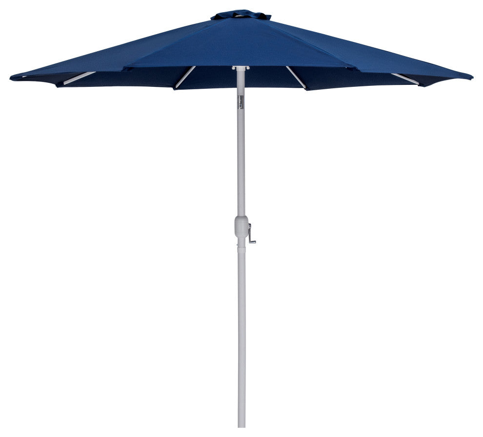 Fiji Patio Umbrella and Base, Navy, Matte White Pole, Matte White Belize Base