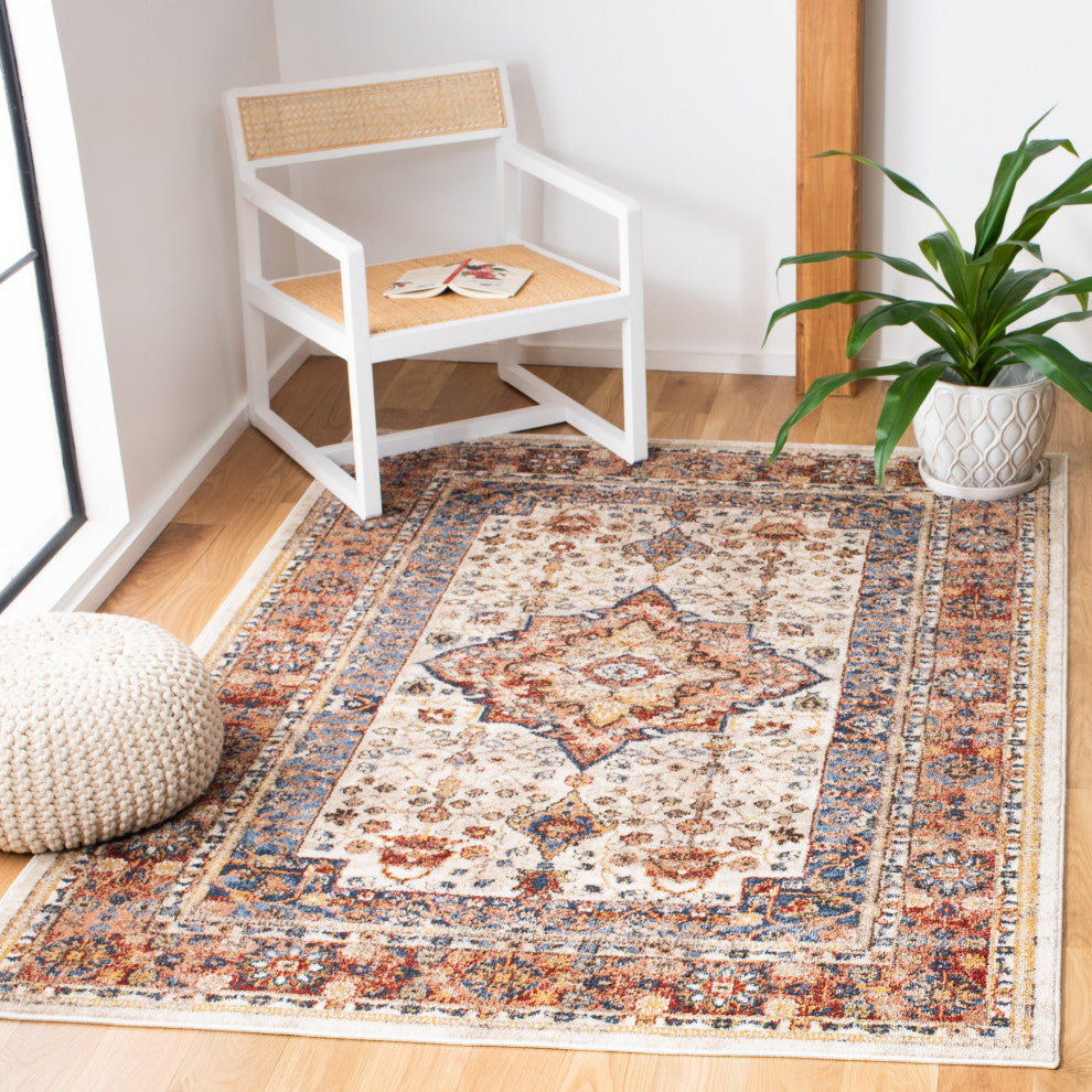 Safavieh Bijar BIJ652A Rug, Ivory/Rust, 4' X 6'