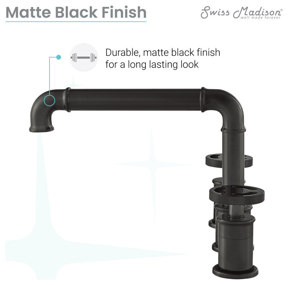 Avallon Widespread, Double Handle, Bathroom Faucet, Matte Black
