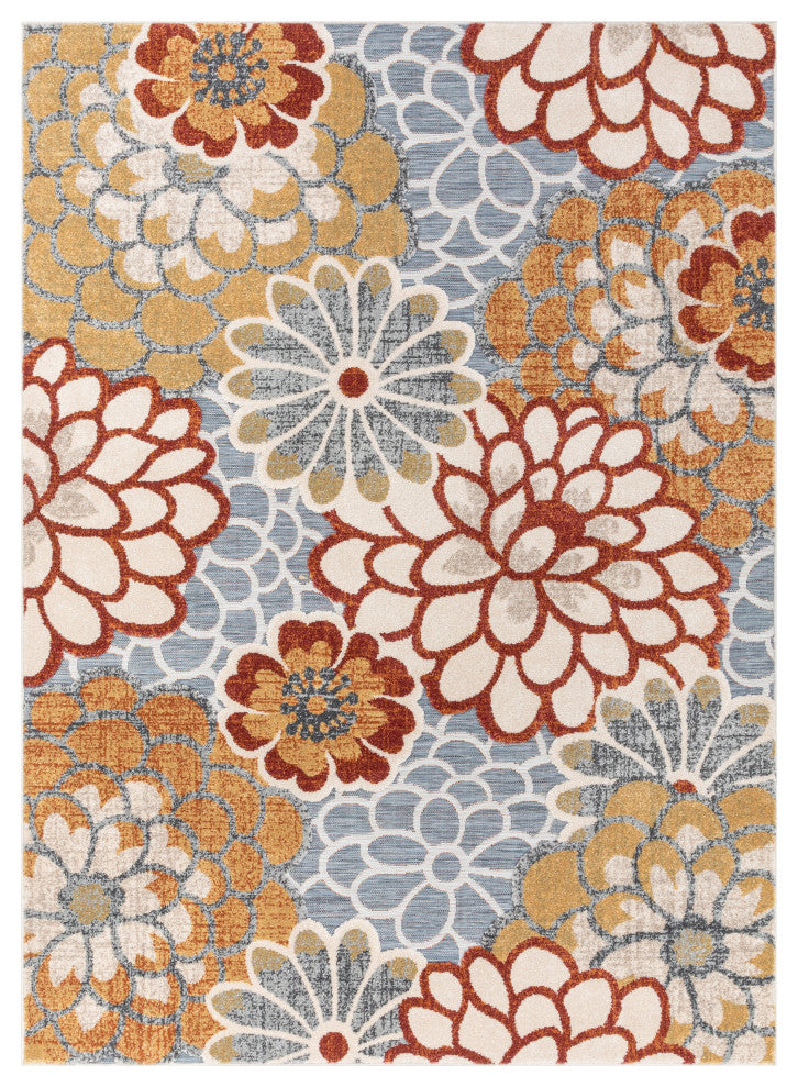 Dahlia Modern Boho Flatweave High-Low Area Rug, Blue, 7''10"x9''10"