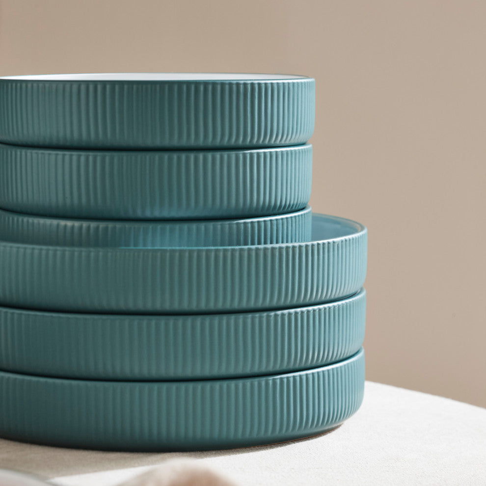 Christian Siriano Larosso Stoneware 12 Piece Dinnerware Set, Green