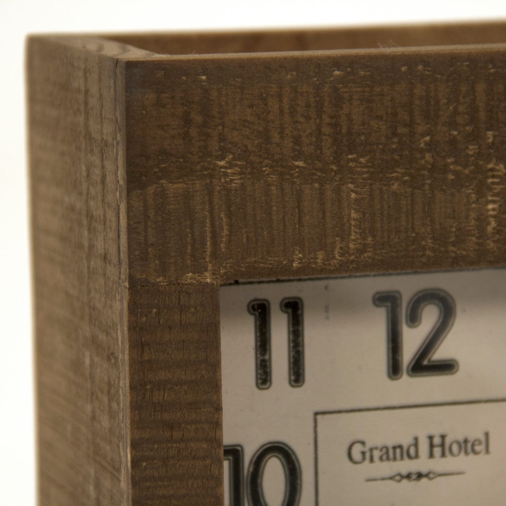 Wooden Clock, Brown, White