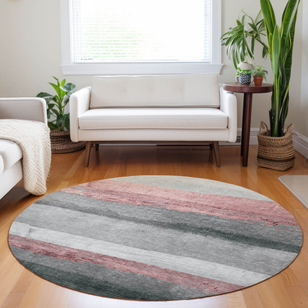 Machine Washable Indoor/Outdoor Chantille ACN1883 Blush 8' x 8' Round Rug