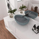 21in Bathroom Egg-shaped Concrete Vessel Sink With Drainer, Blue Ashes