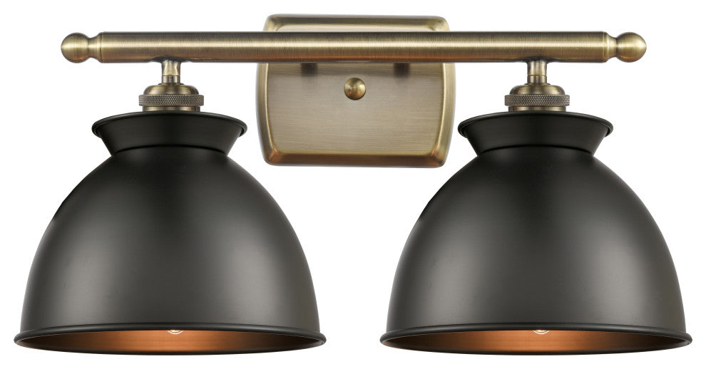 Innovations 516-2W-AB-M14-BK Adirondack 2 Light Bath Vanity Light, Antique Brass