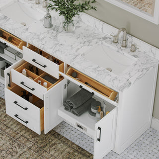 The Hudson Bathroom Vanity, White, 72", Double Sink, Freestanding
