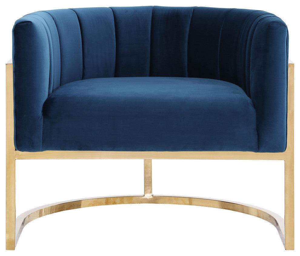 TOV Furniture Magnolia Navy Chair with Gold Base