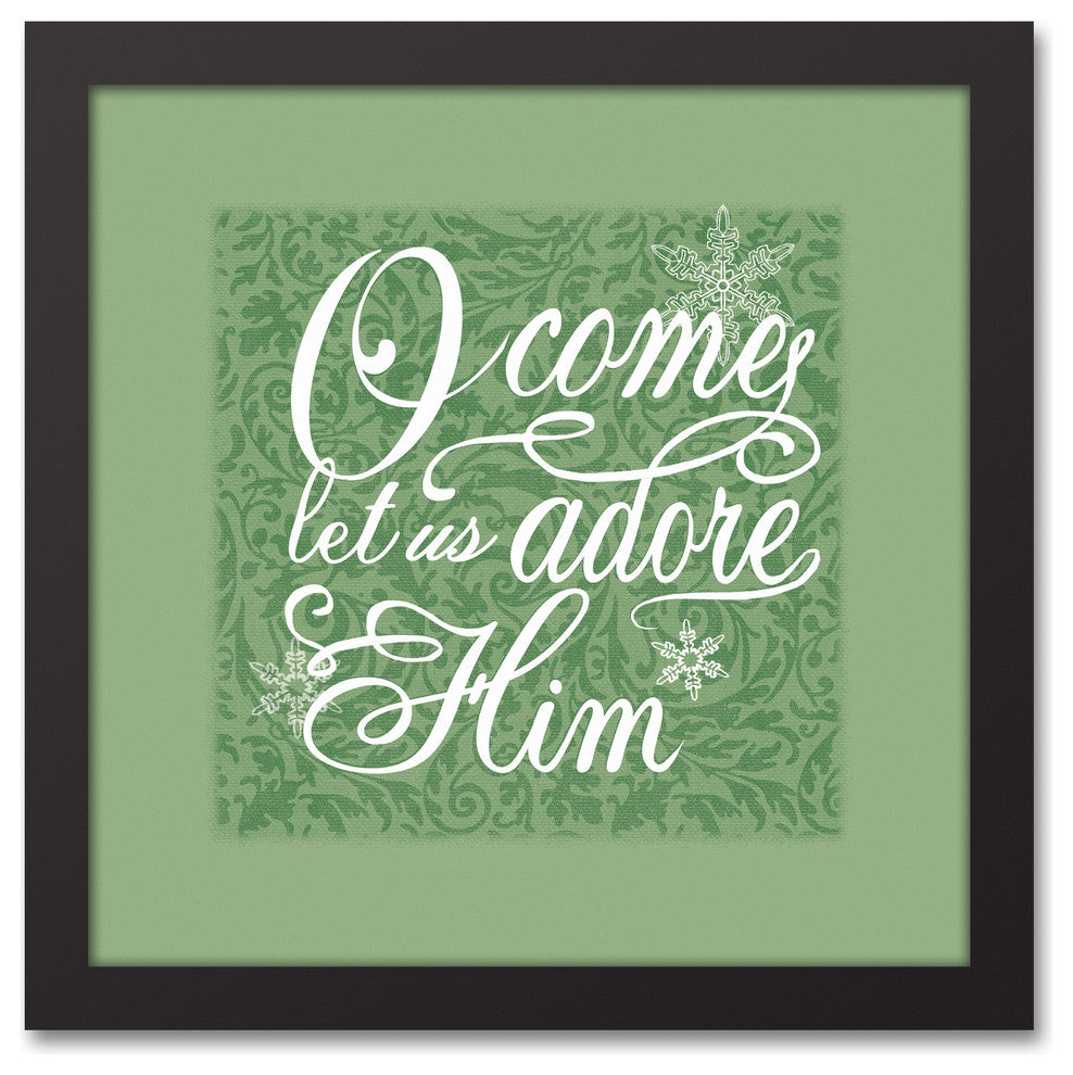 Come Let Us Adore Him 12x12 Black Framed Canvas