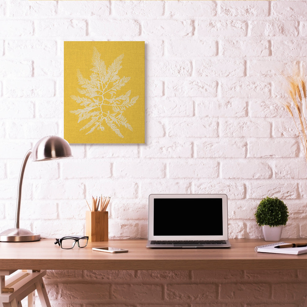 Coral Seaweed Yellow White Beach Design, 24"x30", Canvas Art
