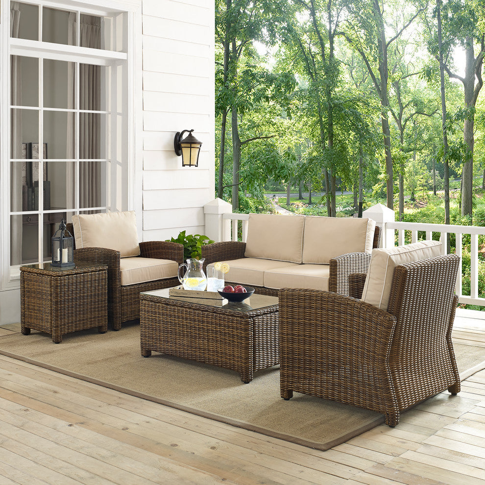 Bradenton 5-Piece Outdoor Wicker Conversation Set With Sand Cushions