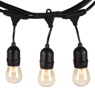 Torchstar 50' String Light, Filament Bulbs, 24 Sockets