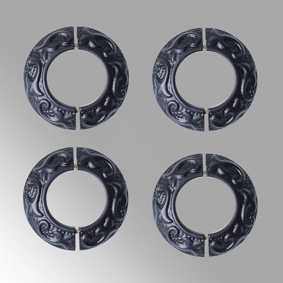 Rustproof Radiator Flange Black Aluminum Powder Coat Collar 4 Pack