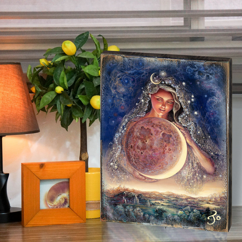 Moon Goddess Wall and Table Top Wooden Decor, 36x24