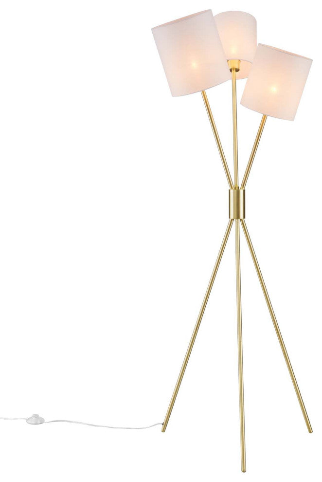 Floor Lamp Light, Gold, Brass, Modern, Mid Century Cafe Bistro Hospitality