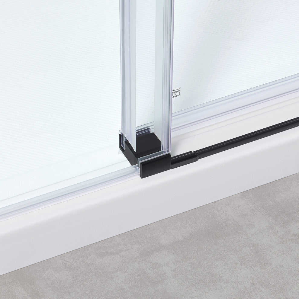 Bel Soft-Close Matte Black 48" Frameless Sliding Soft Close Shower Door