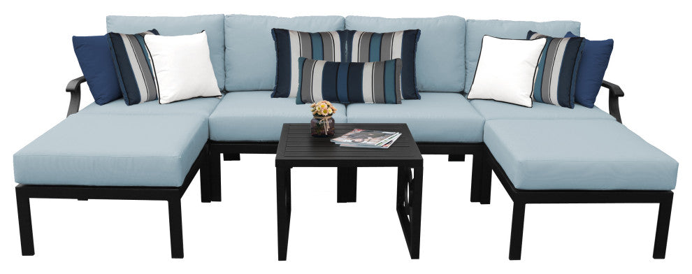kathy ireland Madison Ave. 7 Piece Aluminum Patio Furniture Set 07a, Tranquil