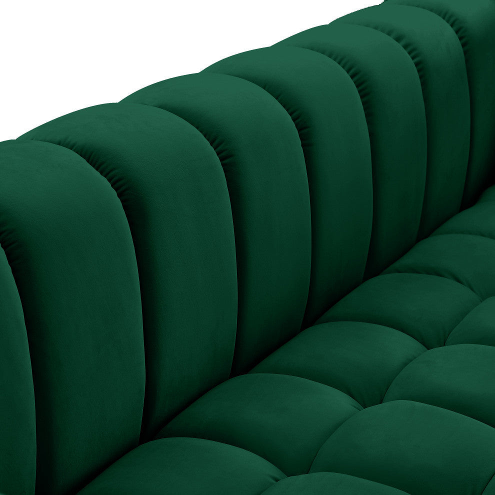 Gwen Velvet Upholstered Chair, Green, Loveseat