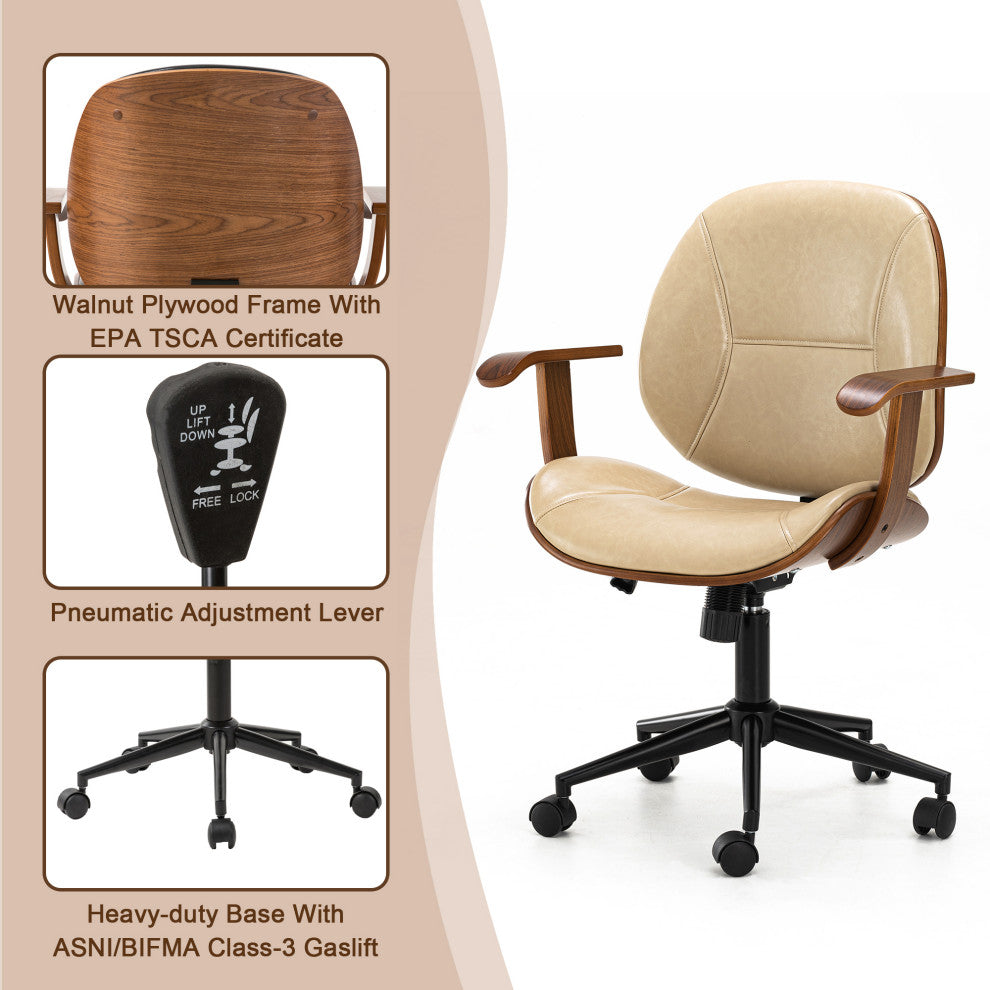 Beige Gaslift Adjustable Swivel Office Chair