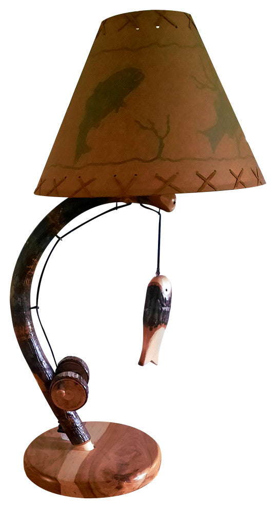 Hickory Log Fishing Pole Table Lamp, All Hickory