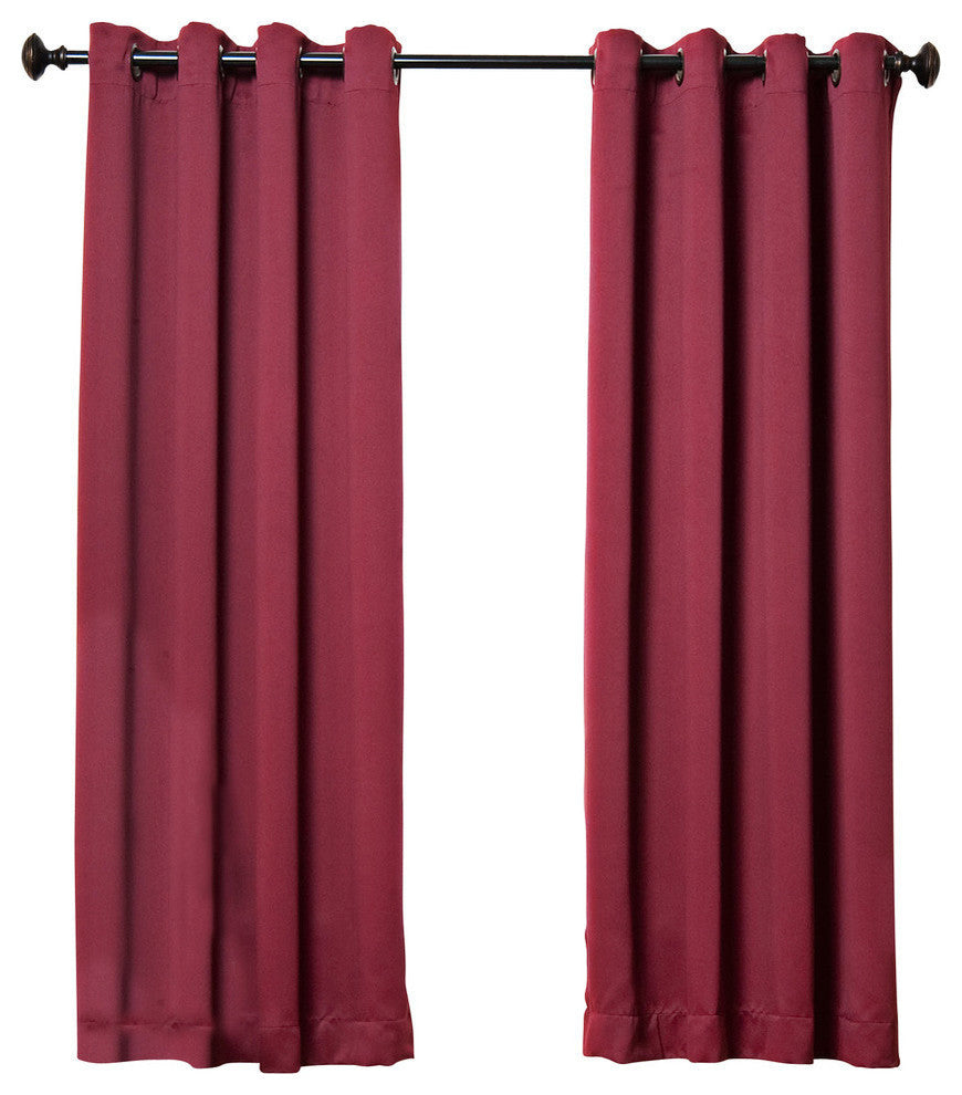 Solid Grommet Top Thermal Insulated Blackout Curtains, Burgundy, 63"