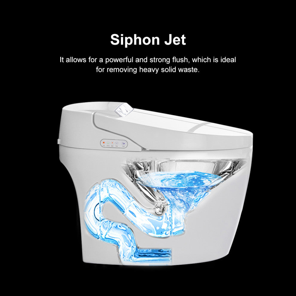 Modern Smart One-Piece 1.28 GPF Floor Mount Automatic Toilet and Bidet with Seat, White, Standard
