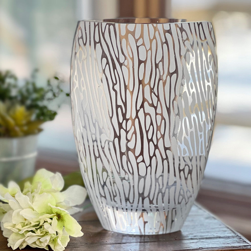 Raindrops Mouth Blown European 12" Crystal Vase