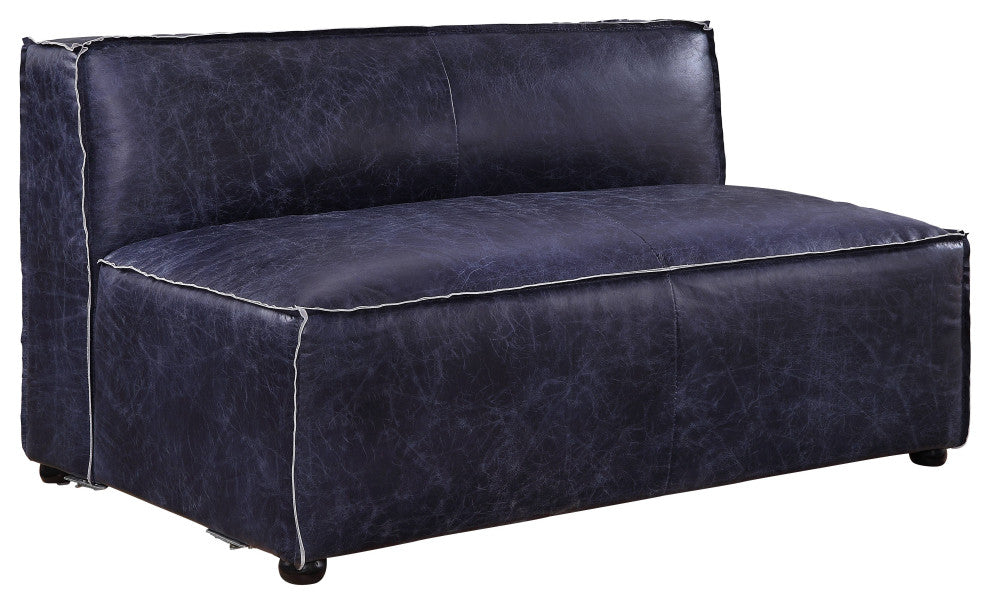 Birdie Modular Armless Loveseat, Vintage Blue