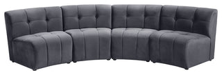 Limitless Velvet Upholstered 4-Piece Modular Sectional, Gray