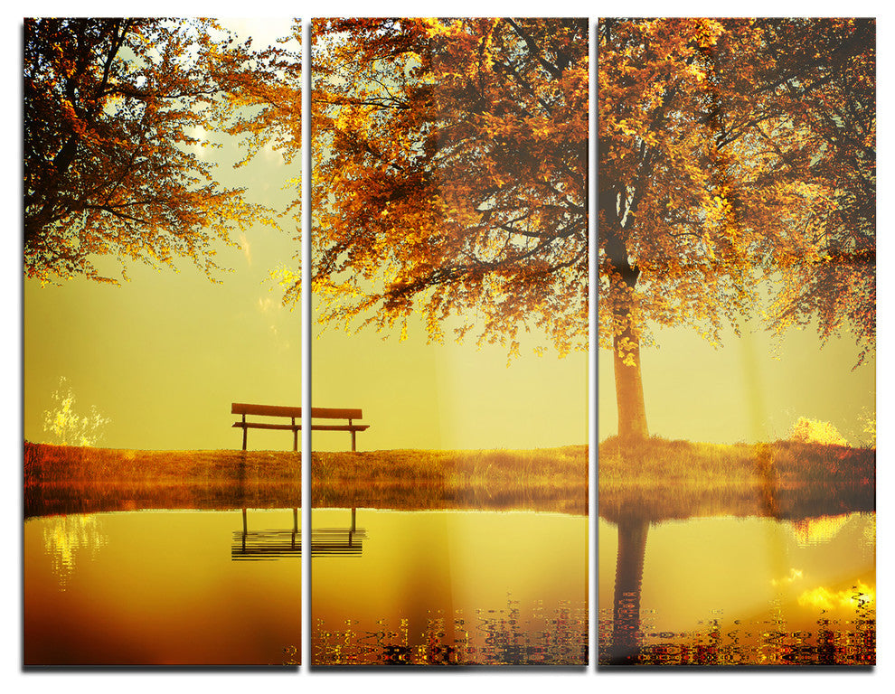 "Golden Planet" Photography Glossy Metal Wall Art, 3 Panels, 36"x28"