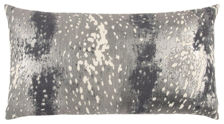 Gray Silver Metallic Abstract Pattern Lumbar Pillow