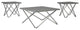 Modern Style Metal Table Set with Overlapping Tubular Legs, Set of 3, Gray