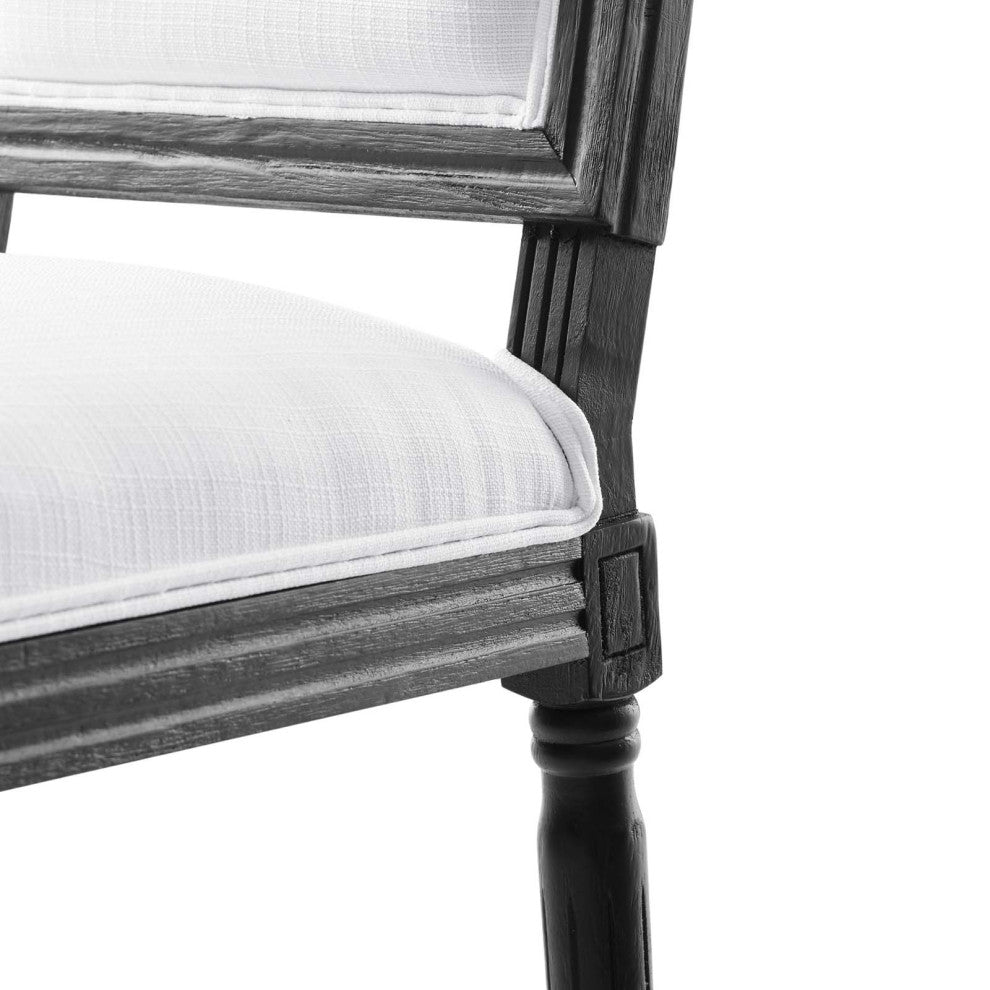 French Vintage Side Dining Chair, Fabric, Wood, Black White, Modern, Cafe Bistro
