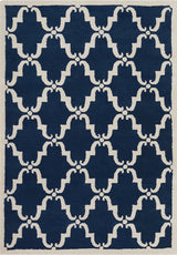 Davin Contemporary Area Rug, Navy Blue and White, 7'x10'