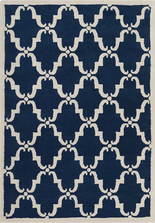 Davin Contemporary Area Rug, Navy Blue and White, 7'x10'