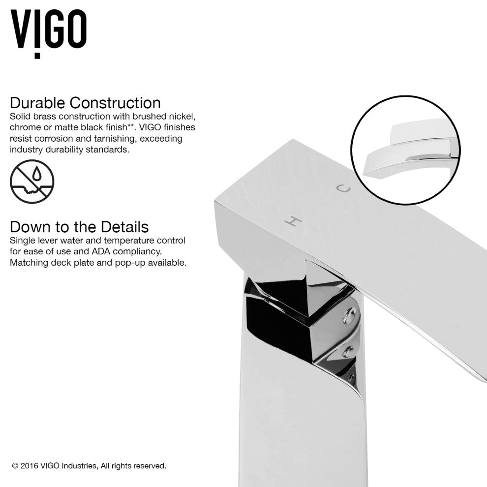 VIGO Duris 12" H Single Handle Single Hole Bathroom Vessel Faucet, Chrome