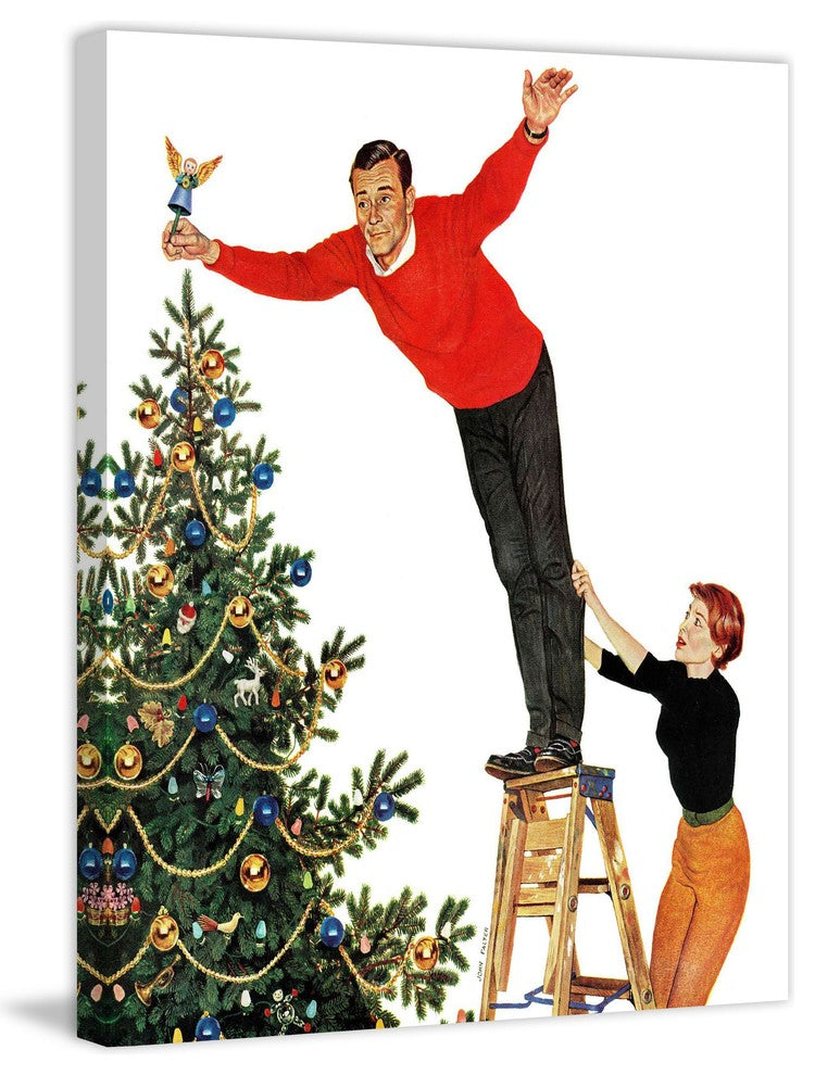"Topping the Tree" Painting Print on Canvas by John Falter