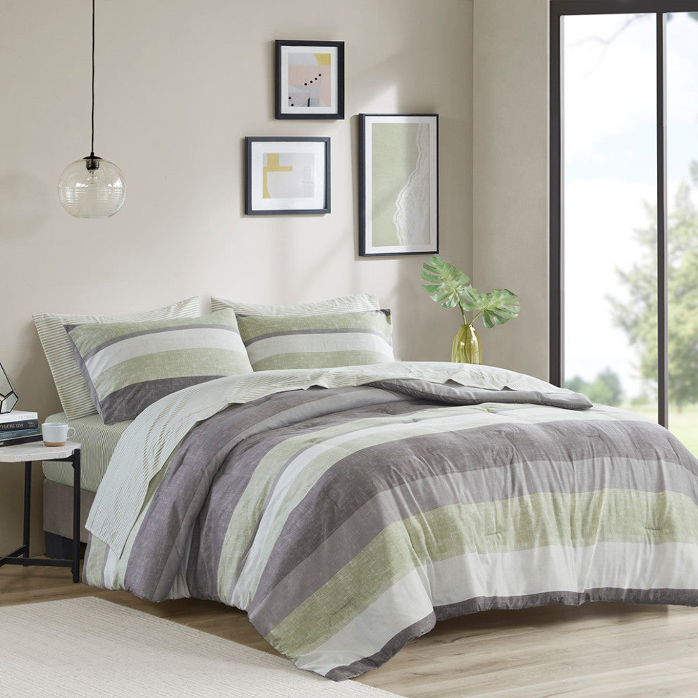 Madison Park Essentials Jaxon Stripe Comforter Set With Bed Sheets