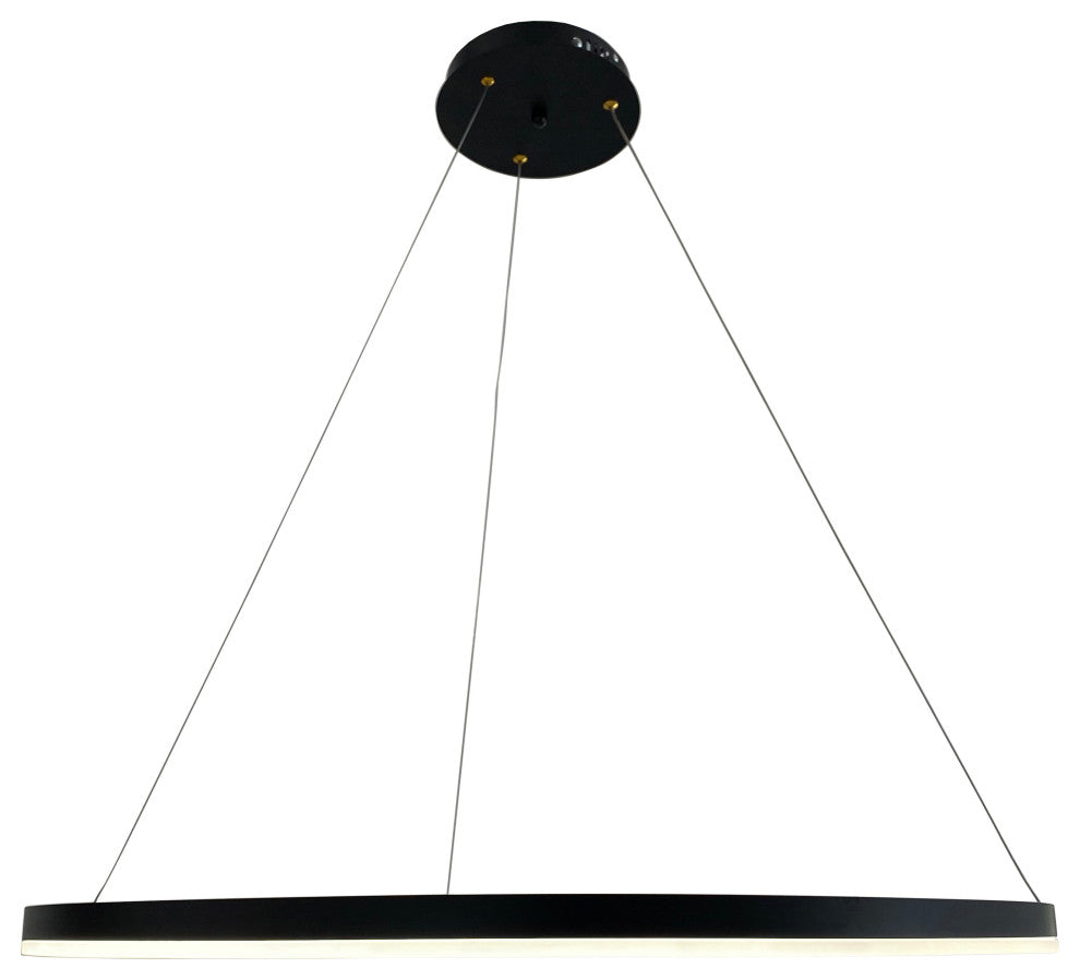 Yatziri 45-Watt Integrated LED Black Circular Pendant, 32"