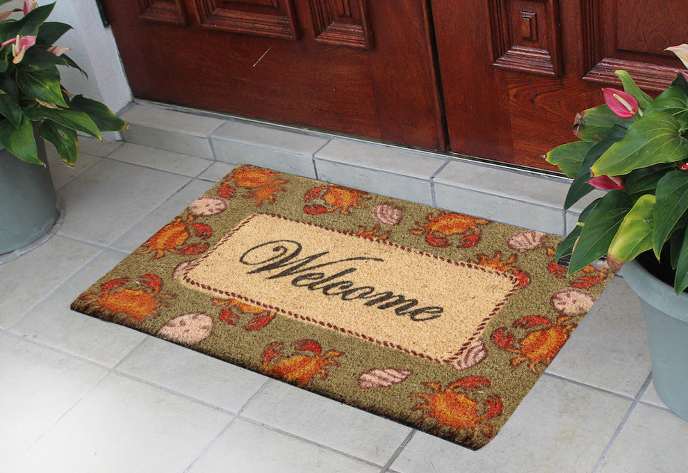 A1HC First Impression Ayden Coral Welcome 18"x30" Coir Doormat