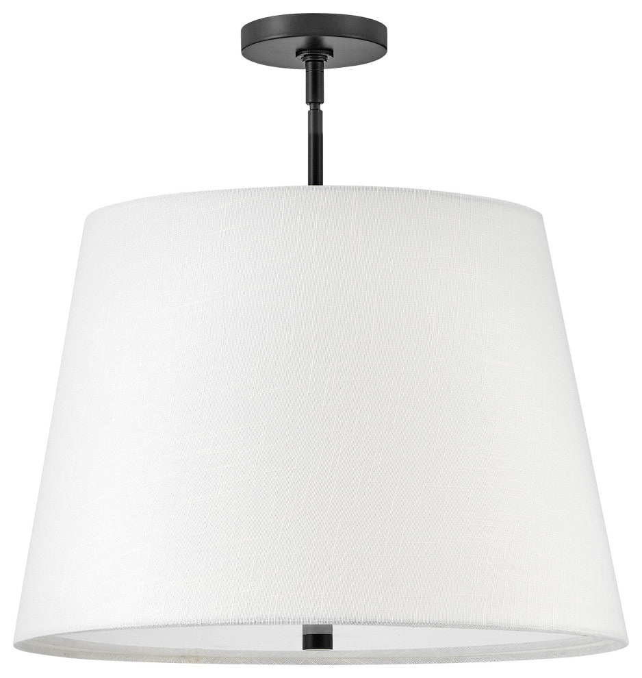 Lark Beale 20" Large Convertible Pendant Light, Black + White Linen