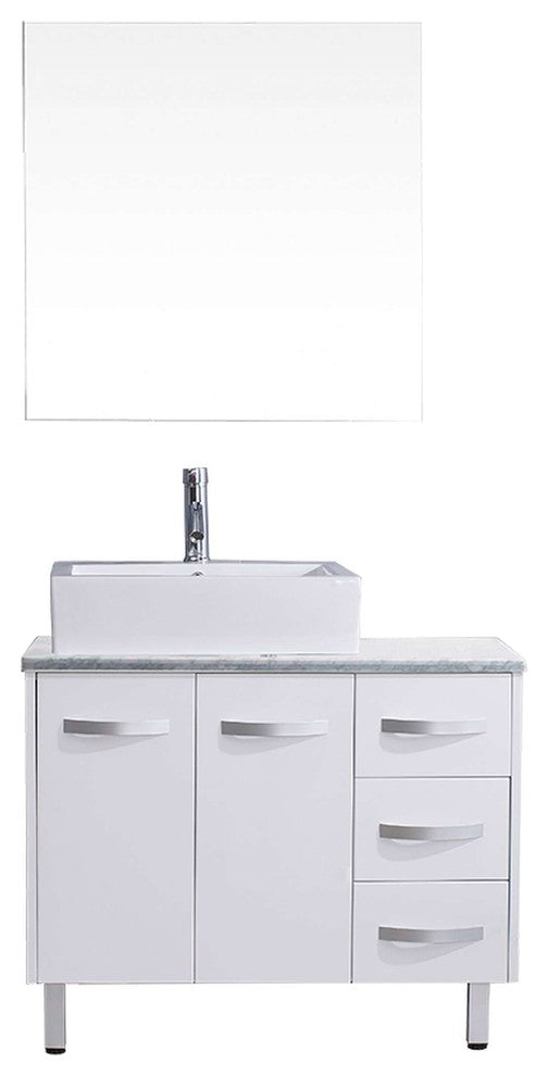 Tilda 36" Single Bathroom Vanity Set, Carrara Marble Countertop